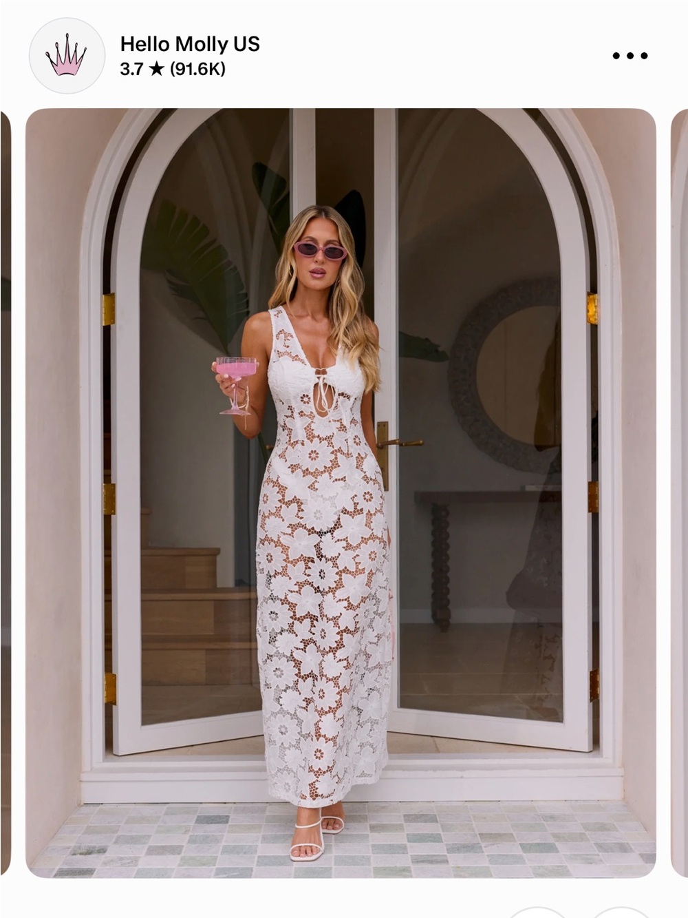 Sheer Flower Embroidered Maxi Dress - White